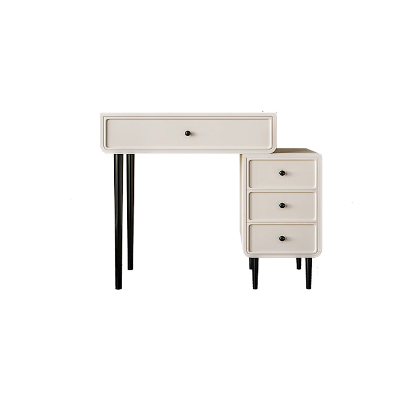 Vanity di trucco da tavolo in legno bianco bianco contemporaneo con cassetti