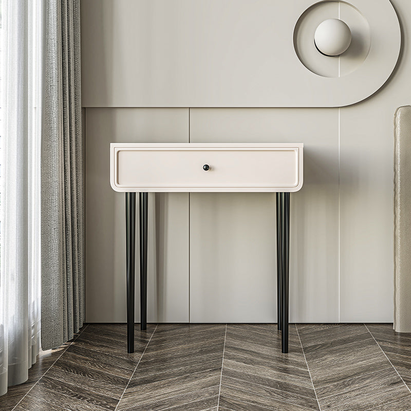 Vanity di trucco da tavolo in legno bianco bianco contemporaneo con cassetti