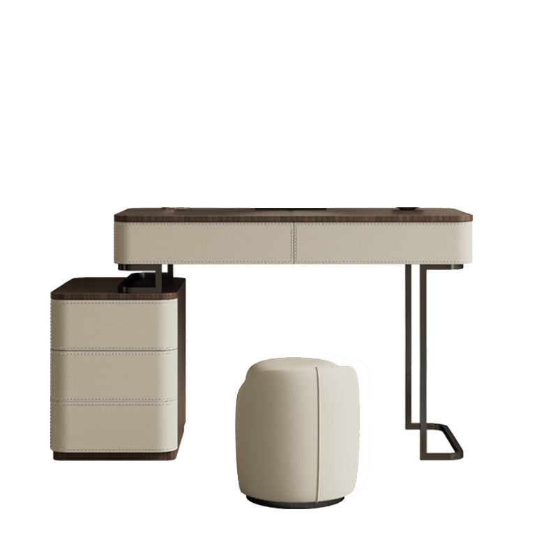 Wooden Make-up Vanity White Makeup Vanity Desk Table with Drawers Makeup Vanity & Stools 39"L x 18"W x 30"H 5 Clearhalo 'Bedroom Furniture' 'furn' 'furn_makeup_vanities' 'Furniture' 'Makeup Vanities' 'makeup_vanities' 6655299