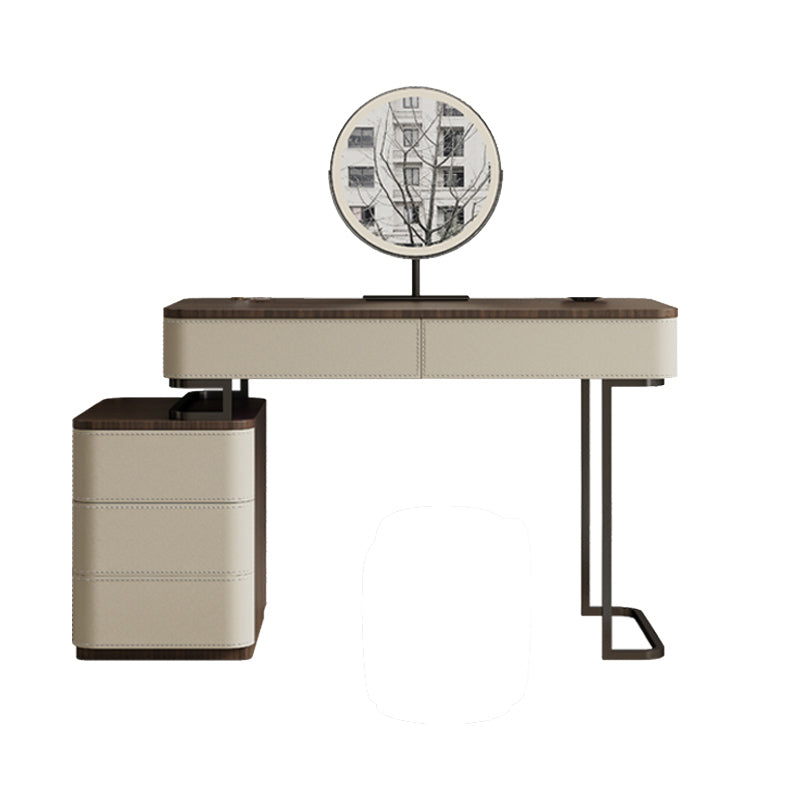 Wooden Make-up Vanity White Makeup Vanity Desk Table with Drawers Makeup Vanity & Mirror 39"L x 18"W x 30"H 5 Clearhalo 'Bedroom Furniture' 'furn' 'furn_makeup_vanities' 'Furniture' 'Makeup Vanities' 'makeup_vanities' 6655301