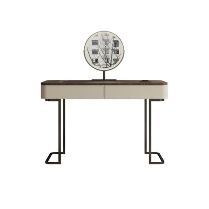 Wooden Make-up Vanity White Makeup Vanity Desk Table with Drawers Makeup Vanity & Mirror 39"L x 18"W x 30"H 2 Clearhalo 'Bedroom Furniture' 'furn' 'furn_makeup_vanities' 'Furniture' 'Makeup Vanities' 'makeup_vanities' 6655314