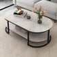16"H Contemporary Coffee Table Single Wood Coffee Cocktail Table 39.5"L x 24"W x 16.5"H Gray Shelves Included Clearhalo 'Coffee & Accent Tables' 'Coffee Tables' 'coffee_tables' 'furn' 'furn_coffee_tables' 'Furniture' 'Living Room Furniture' 6655337