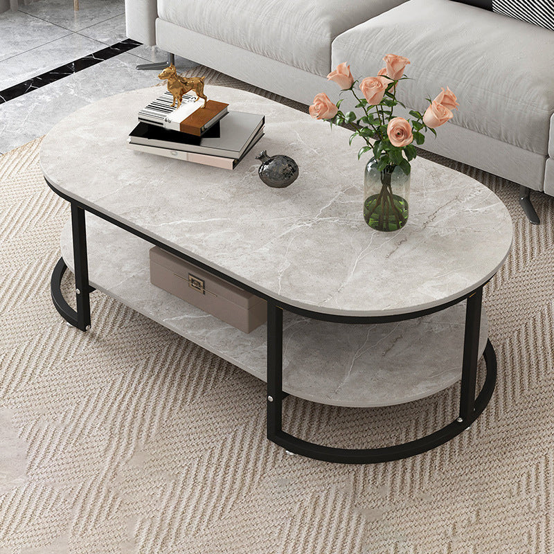 16"H Contemporary Coffee Table Single Wood Coffee Cocktail Table 39.5"L x 24"W x 16.5"H Gray Shelves Included Clearhalo 'Coffee & Accent Tables' 'Coffee Tables' 'coffee_tables' 'furn' 'furn_coffee_tables' 'Furniture' 'Living Room Furniture' 6655337
