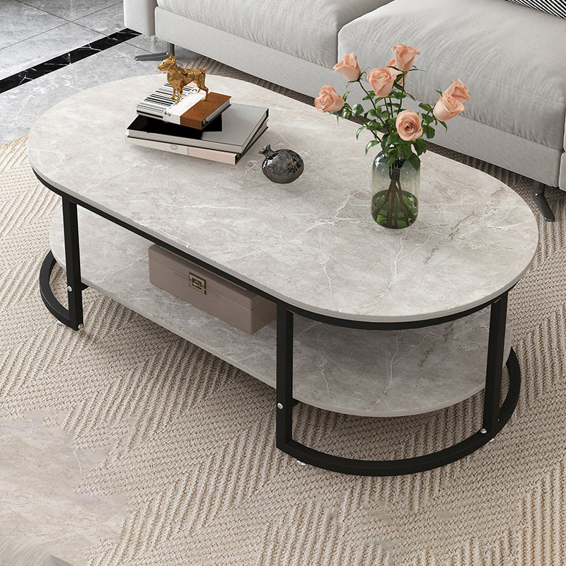 16"H Contemporary Coffee Table Single Wood Coffee Cocktail Table 47"L x 24"W x 16.5"H Gray Shelves Included Clearhalo 'Coffee & Accent Tables' 'Coffee Tables' 'coffee_tables' 'furn' 'furn_coffee_tables' 'Furniture' 'Living Room Furniture' 6655339