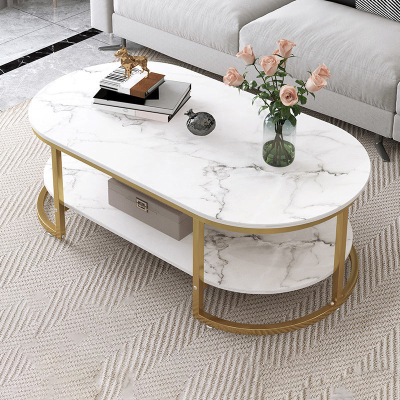 16"H Contemporary Coffee Table Single Wood Coffee Cocktail Table 39.5"L x 24"W x 16.5"H White Shelves Included Clearhalo 'Coffee & Accent Tables' 'Coffee Tables' 'coffee_tables' 'furn' 'furn_coffee_tables' 'Furniture' 'Living Room Furniture' 6655340