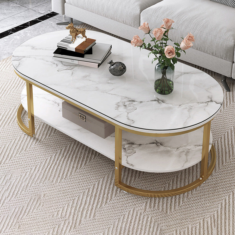 16"H Contemporary Coffee Table Single Wood Coffee Cocktail Table 47"L x 24"W x 16.5"H Gloss White Shelves Included Clearhalo 'Coffee & Accent Tables' 'Coffee Tables' 'coffee_tables' 'furn' 'furn_coffee_tables' 'Furniture' 'Living Room Furniture' 6655342
