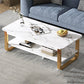 16"H Contemporary Coffee Table Single Wood Coffee Cocktail Table 47"L x 24"W x 16.5"H White Gold Shelves Included Clearhalo 'Coffee & Accent Tables' 'Coffee Tables' 'coffee_tables' 'furn' 'furn_coffee_tables' 'Furniture' 'Living Room Furniture' 6655344