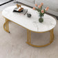 16"H Contemporary Coffee Table Single Wood Coffee Cocktail Table 47"L x 24"W x 16.5"H White Gold Shelves Not Included Clearhalo 'Coffee & Accent Tables' 'Coffee Tables' 'coffee_tables' 'furn' 'furn_coffee_tables' 'Furniture' 'Living Room Furniture' 6655345
