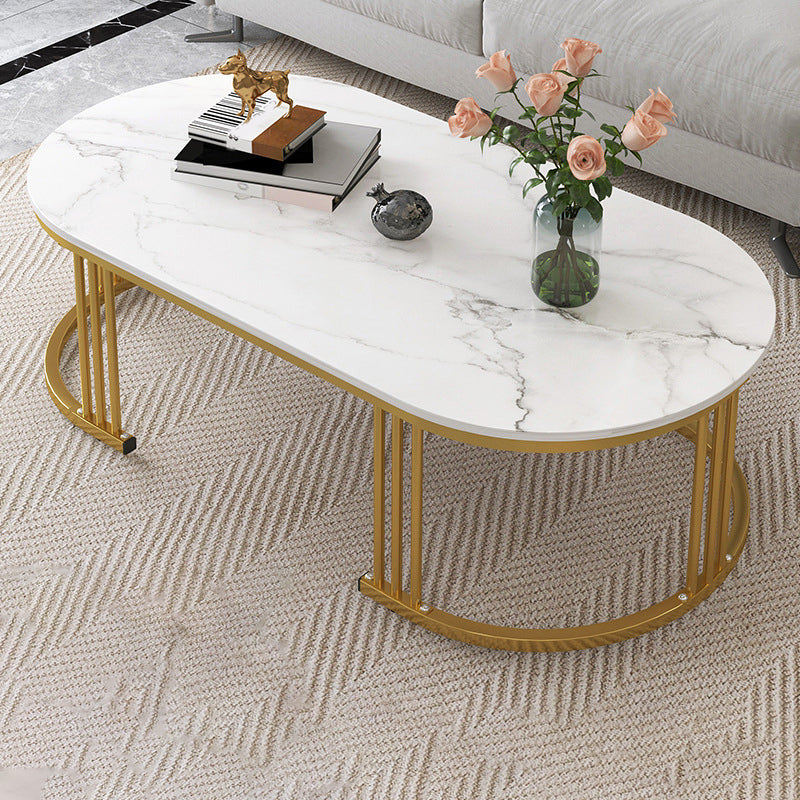 16"H Contemporary Coffee Table Single Wood Coffee Cocktail Table 47"L x 24"W x 16.5"H White Gold Shelves Not Included Clearhalo 'Coffee & Accent Tables' 'Coffee Tables' 'coffee_tables' 'furn' 'furn_coffee_tables' 'Furniture' 'Living Room Furniture' 6655345