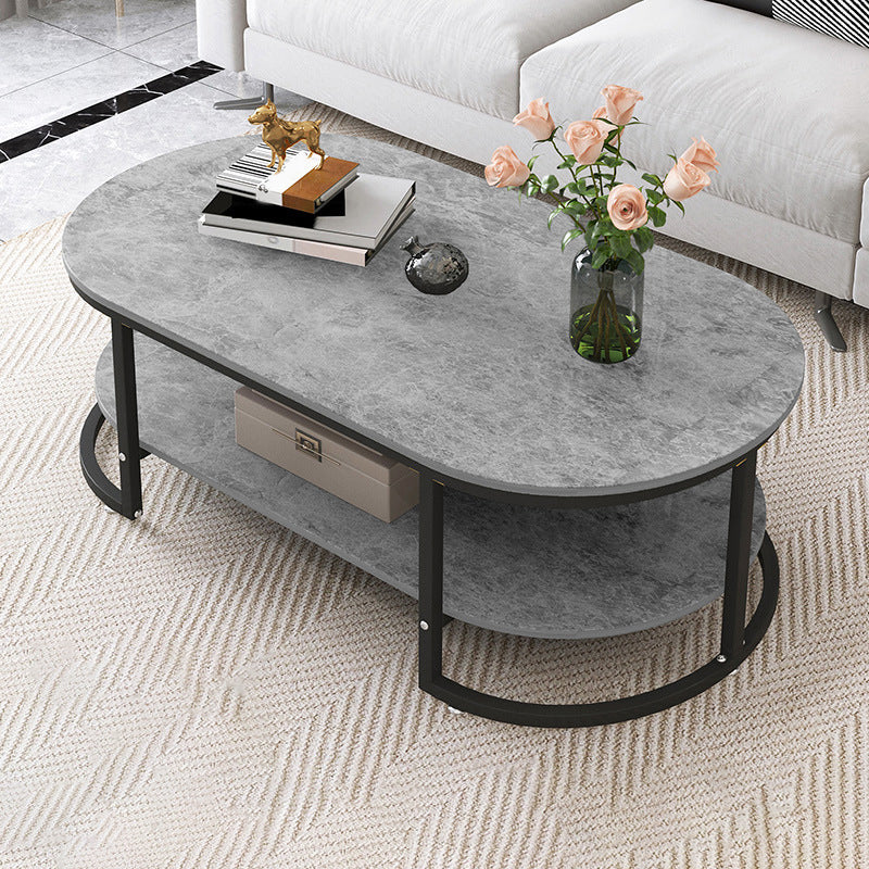 16"H Contemporary Coffee Table Single Wood Coffee Cocktail Table 39.5"L x 24"W x 16.5"H Dark Grey Shelves Included Clearhalo 'Coffee & Accent Tables' 'Coffee Tables' 'coffee_tables' 'furn' 'furn_coffee_tables' 'Furniture' 'Living Room Furniture' 6655346