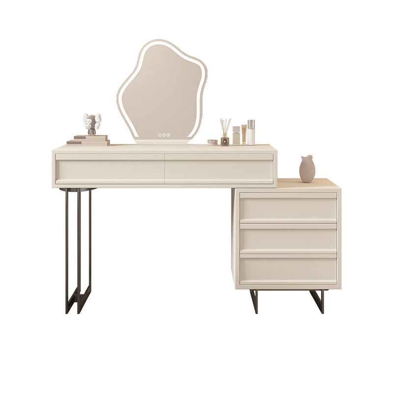 Contemporary Vanity Dressing Table in Beige with 2/5 Drawers