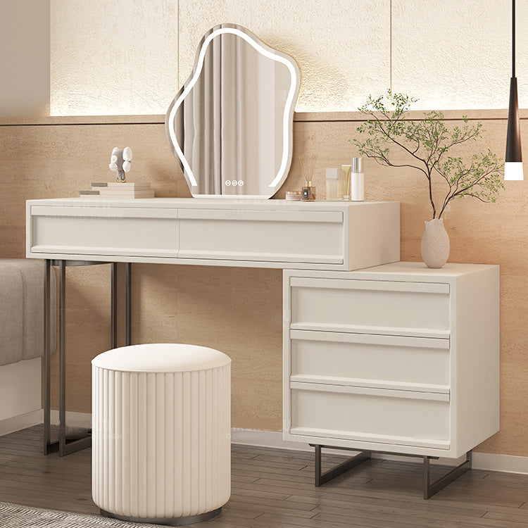 Contemporary Vanity Dressing Table in Beige with 2/5 Drawers