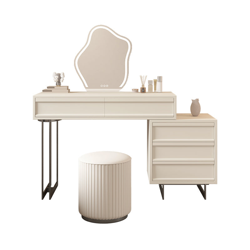 Contemporary Vanity Dressing Table in Beige with 2/5 Drawers