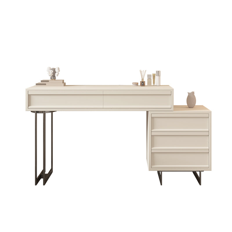 Contemporary Vanity Dressing Table in Beige with 2/5 Drawers