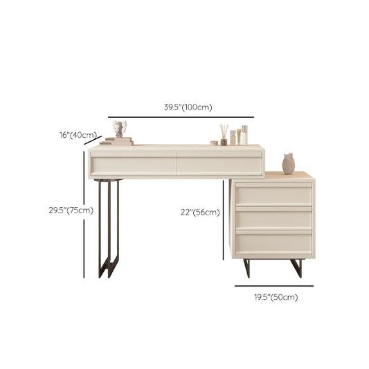 Tavolo da toeletta da vanità contemporanei a beige con 2/5 cassetti