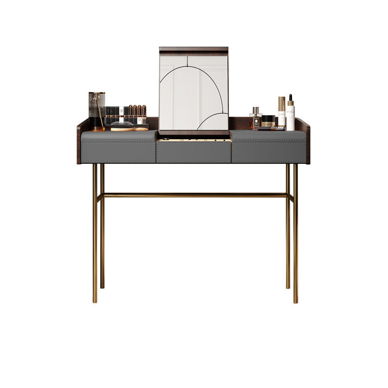 Glam vanità set in pelle top-top con vanità per trucco per camera da letto a specchio a specchio del cassetto