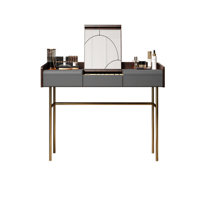 Glam vanità set in pelle top-top con vanità per trucco per camera da letto a specchio a specchio del cassetto