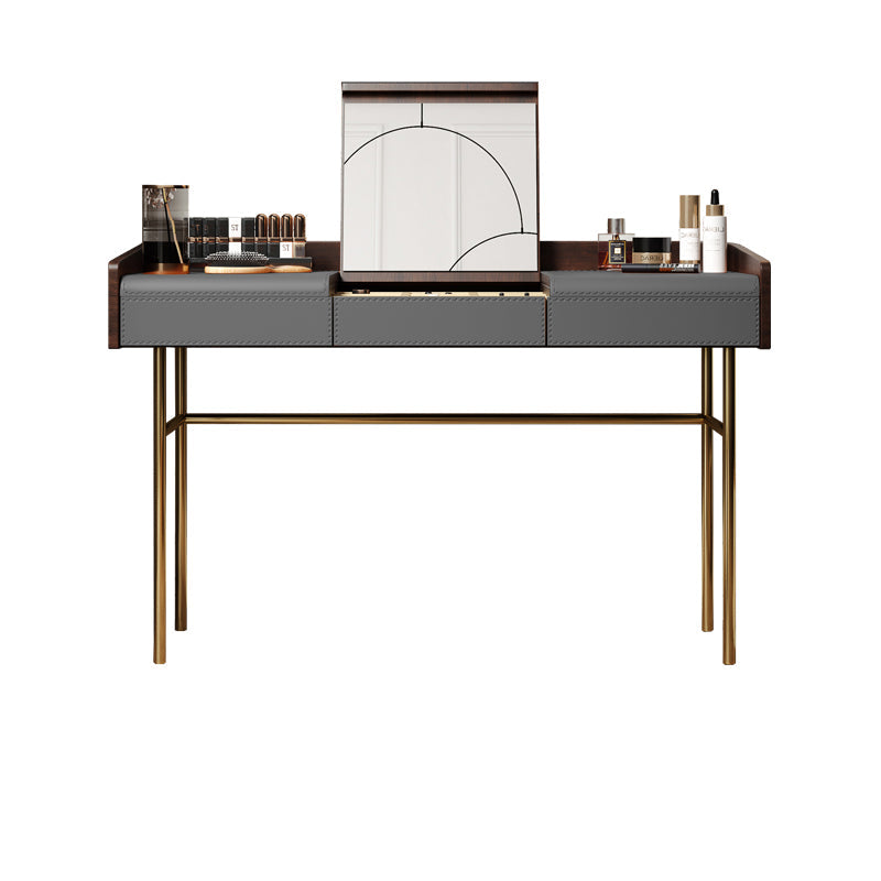 Glam vanità set in pelle top-top con vanità per trucco per camera da letto a specchio a specchio del cassetto