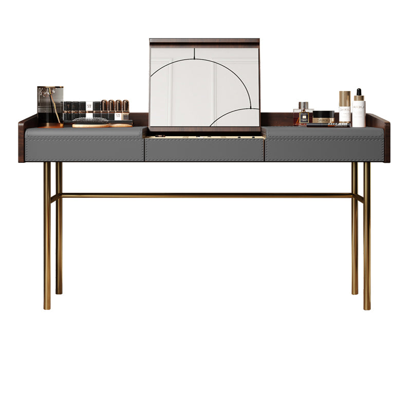 Glam vanità set in pelle top-top con vanità per trucco per camera da letto a specchio a specchio del cassetto