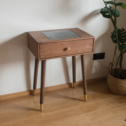 Vanity di trucco contemporaneo con cassetti in legno di gomma marrone