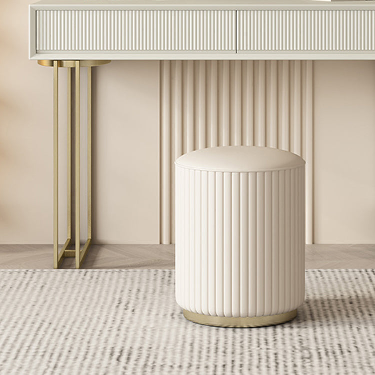 Contemporary Beige Solid Wood Makeup Vanity Desk with Metal Base