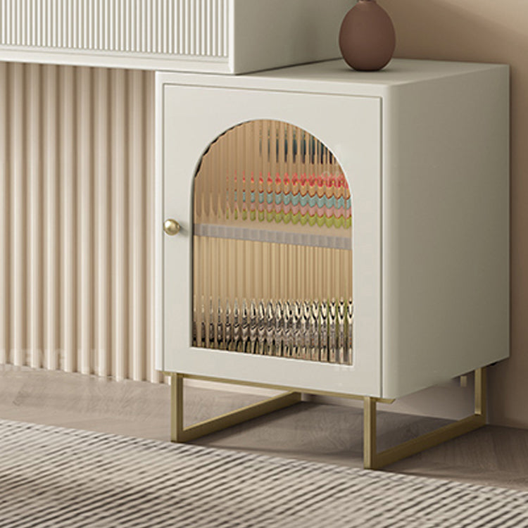 Contemporary Beige Solid Wood Makeup Vanity Desk with Metal Base