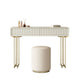 Contemporary Beige Solid Wood Makeup Vanity Desk with Metal Base