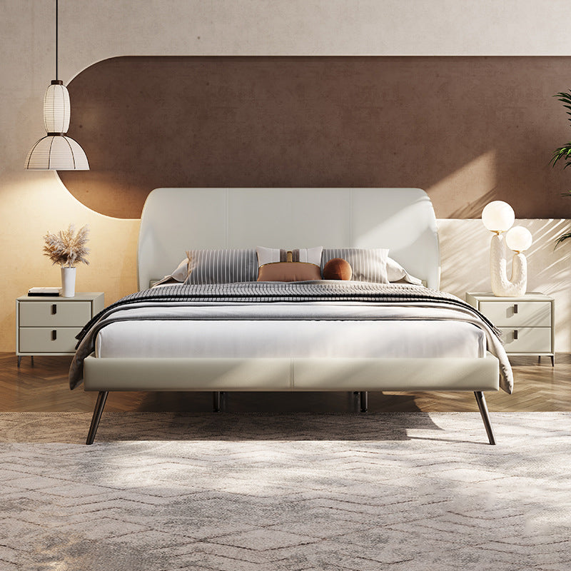 Pine Wood and Beech Slat Bed Foam Panel Modern Standard Bed Upholstered Headboard California King Wood Clearhalo 'Bedroom Furniture' 'Beds' 'furn' 'furn_beds' 'Furniture' 6655526