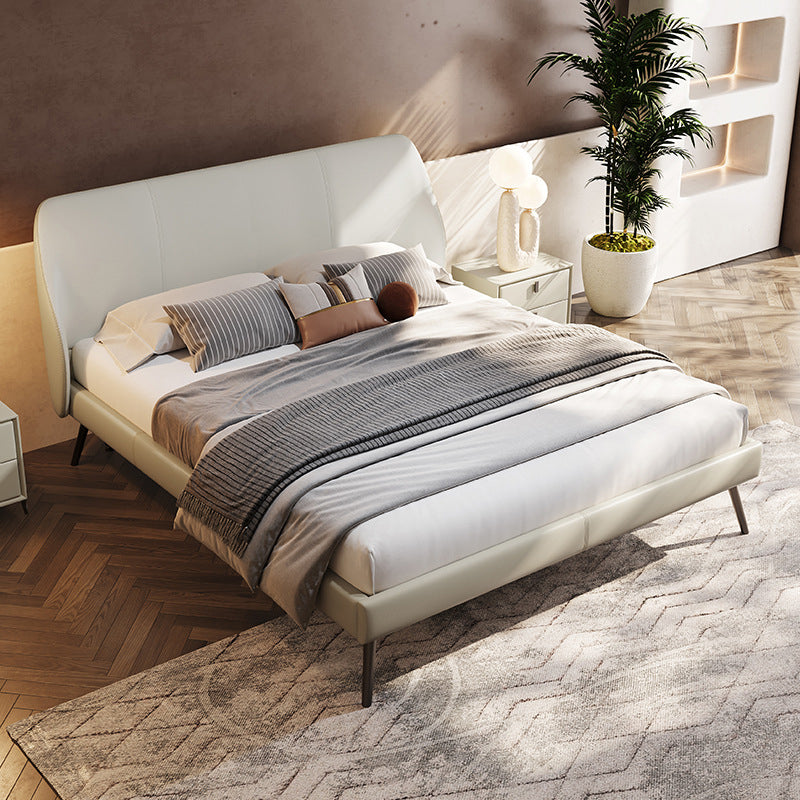 Pine Wood and Beech Slat Bed Foam Panel Modern Standard Bed Upholstered Headboard California King Solid Wood Clearhalo 'Bedroom Furniture' 'Beds' 'furn' 'furn_beds' 'Furniture' 6655528