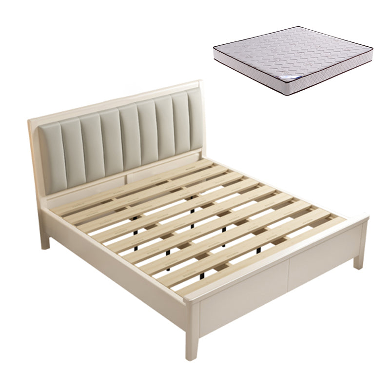 Sin panel angustiante cama estándar cama de panel de color sólido con cabecera tapizada