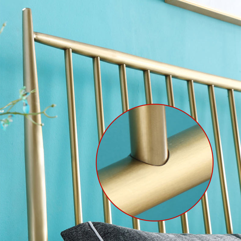 Gold Slat Bed Glam No Distressing Open-Frame Bed with Headboard Clearhalo 'Bedroom Furniture' 'Beds' 'furn' 'furn_beds' 'Furniture' 6655589