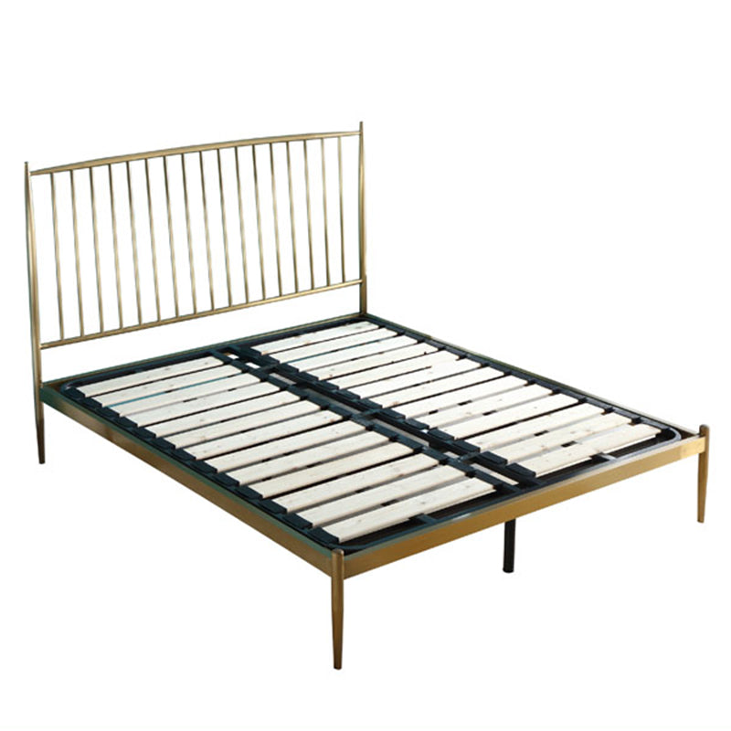 Gold Slat Bed Glam No Distressing Open-Frame Bed with Headboard Full XL Wood Metal Single Bed Clearhalo 'Bedroom Furniture' 'Beds' 'furn' 'furn_beds' 'Furniture' 6655592