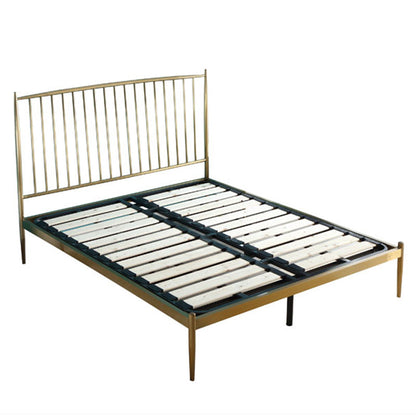 Gold Slat Bed Glam No Distressing Open-Frame Bed with Headboard Full XL Wood Metal Single Bed Clearhalo 'Bedroom Furniture' 'Beds' 'furn' 'furn_beds' 'Furniture' 6655592