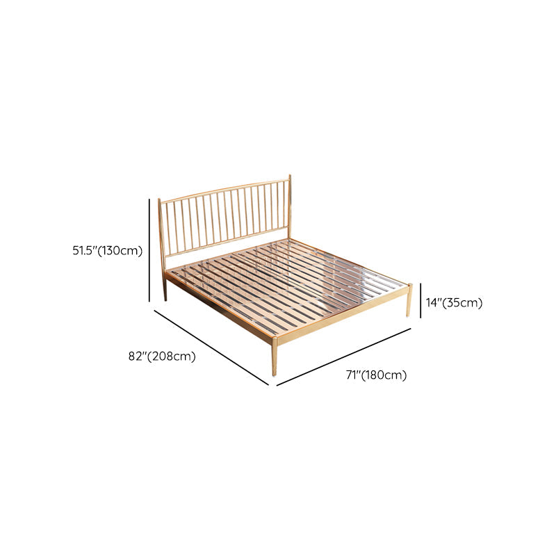 Gold Slat Bed Glam No Distressing Open-Frame Bed with Headboard Clearhalo 'Bedroom Furniture' 'Beds' 'furn' 'furn_beds' 'Furniture' 6655597