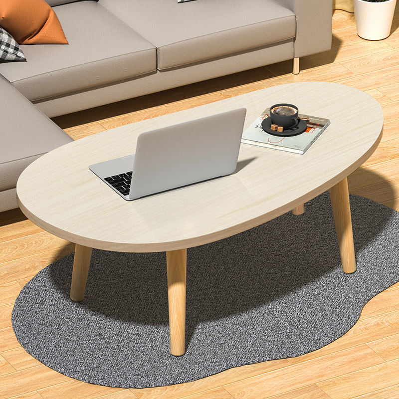 Modern Wood Side Table Bedroom No Distressing End Table with 4 Legs Natural Oval Clearhalo 'Coffee & Accent Tables' 'Coffee Tables' 'coffee_tables' 'furn' 'furn_coffee_tables' 'Furniture' 'Living Room Furniture' 6655656
