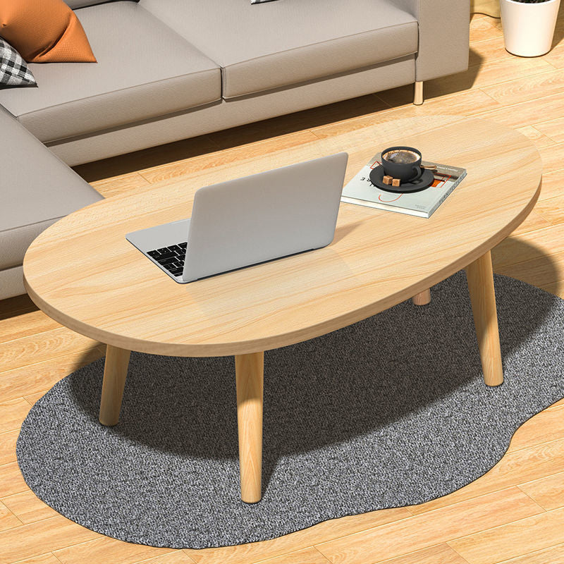 Modern Wood Side Table Bedroom No Distressing End Table with 4 Legs 20"L x 20"W x 16"H Natural Oval Clearhalo 'Coffee & Accent Tables' 'Coffee Tables' 'coffee_tables' 'furn' 'furn_coffee_tables' 'Furniture' 'Living Room Furniture' 6655663