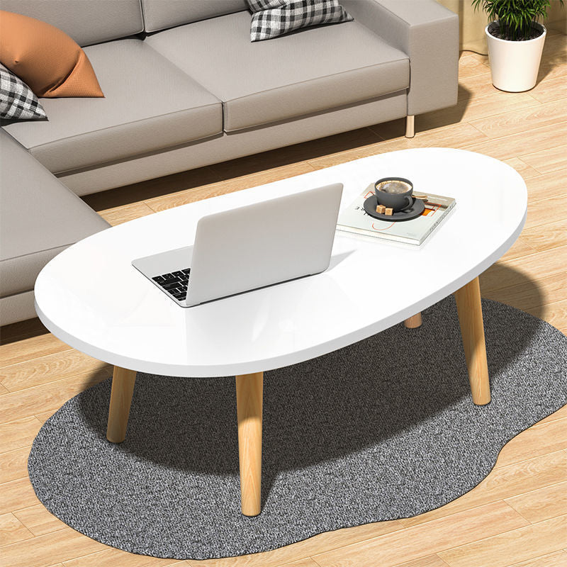 Modern Wood Side Table Bedroom No Distressing End Table with 4 Legs White Oval Clearhalo 'Coffee & Accent Tables' 'Coffee Tables' 'coffee_tables' 'furn' 'furn_coffee_tables' 'Furniture' 'Living Room Furniture' 6655678