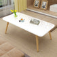 Modern Wood Side Table Bedroom No Distressing End Table with 4 Legs 24"L x 16"W x 12"H White Curved Angle Rectangle Clearhalo 'Coffee & Accent Tables' 'Coffee Tables' 'coffee_tables' 'furn' 'furn_coffee_tables' 'Furniture' 'Living Room Furniture' 6655680