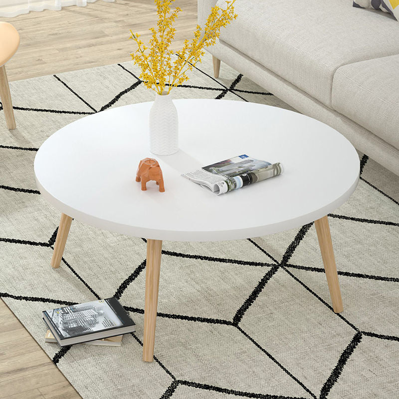 Modern Wood Side Table Bedroom No Distressing End Table with 4 Legs 24"L x 24"W x 16"H White Round Oval Clearhalo 'Coffee & Accent Tables' 'Coffee Tables' 'coffee_tables' 'furn' 'furn_coffee_tables' 'Furniture' 'Living Room Furniture' 6655682