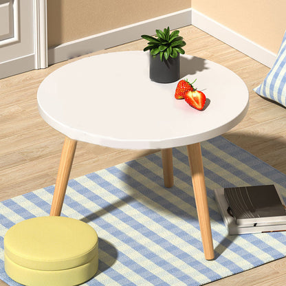 Modern Wood Side Table Bedroom No Distressing End Table with 4 Legs 12"L x 12"W x 12"H White Round Oval Clearhalo 'Coffee & Accent Tables' 'Coffee Tables' 'coffee_tables' 'furn' 'furn_coffee_tables' 'Furniture' 'Living Room Furniture' 6655688