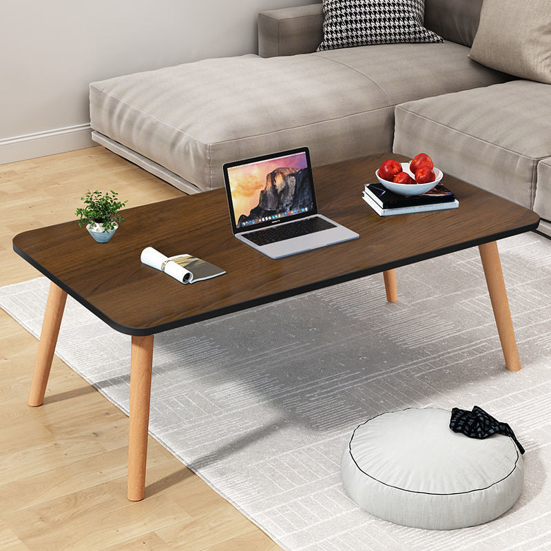 Modern Wood Side Table Bedroom No Distressing End Table with 4 Legs 23.5"L x 12"W x 13"H Brown Curved Angle Rectangle Clearhalo 'Coffee & Accent Tables' 'Coffee Tables' 'coffee_tables' 'furn' 'furn_coffee_tables' 'Furniture' 'Living Room Furniture' 6655691