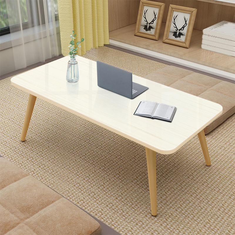 Modern Wood Side Table Bedroom No Distressing End Table with 4 Legs 39"L x 18"W x 16"H Natural Curved Angle Rectangle Clearhalo 'Coffee & Accent Tables' 'Coffee Tables' 'coffee_tables' 'furn' 'furn_coffee_tables' 'Furniture' 'Living Room Furniture' 6655692