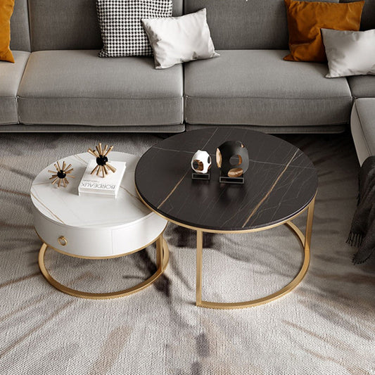 Glam Frame Side Table No Distressing Faux Marble End Table for Bedroom