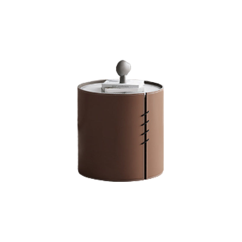 Contemporary Round Coffee Table Leather and Stone Coffee or End Table Drum 20"L x 20"W x 19"H Stone Drawers Not Included Clearhalo 'Coffee & Accent Tables' 'Coffee Tables' 'coffee_tables' 'furn' 'furn_coffee_tables' 'Furniture' 'Living Room Furniture' 6655754