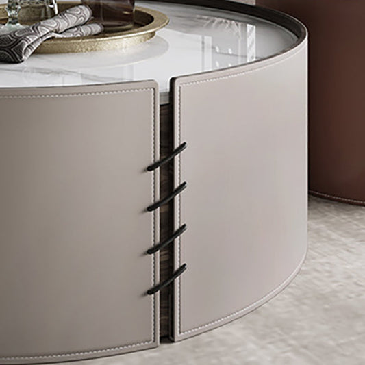 Contemporary Round Coffee Table Leather and Stone Coffee or End Table Drum Clearhalo 'Coffee & Accent Tables' 'Coffee Tables' 'coffee_tables' 'furn' 'furn_coffee_tables' 'Furniture' 'Living Room Furniture' 6655759
