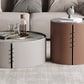 Contemporary Round Coffee Table Leather and Stone Coffee or End Table Drum Clearhalo 'Coffee & Accent Tables' 'Coffee Tables' 'coffee_tables' 'furn' 'furn_coffee_tables' 'Furniture' 'Living Room Furniture' 6655760