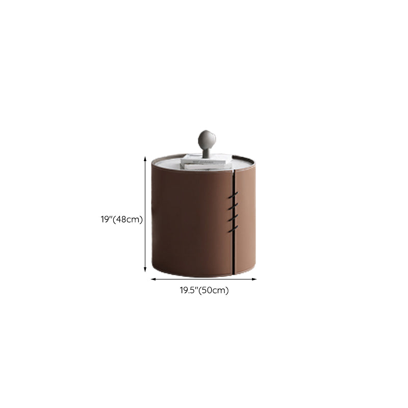 Contemporary Round Coffee Table Leather and Stone Coffee or End Table Drum Clearhalo 'Coffee & Accent Tables' 'Coffee Tables' 'coffee_tables' 'furn' 'furn_coffee_tables' 'Furniture' 'Living Room Furniture' 6655767