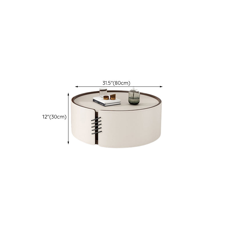Contemporary Round Coffee Table Leather and Stone Coffee or End Table Drum Clearhalo 'Coffee & Accent Tables' 'Coffee Tables' 'coffee_tables' 'furn' 'furn_coffee_tables' 'Furniture' 'Living Room Furniture' 6655768