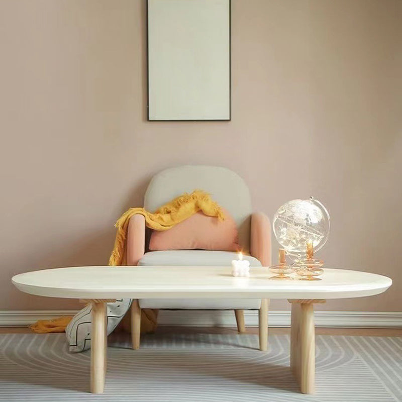 Solid Wood Oval Side Table Modern Living Room End Table with 2 Legs 47"L x 24"W x 16"H White Clearhalo 'Coffee & Accent Tables' 'Coffee Tables' 'coffee_tables' 'furn' 'furn_coffee_tables' 'Furniture' 'Living Room Furniture' 6655769