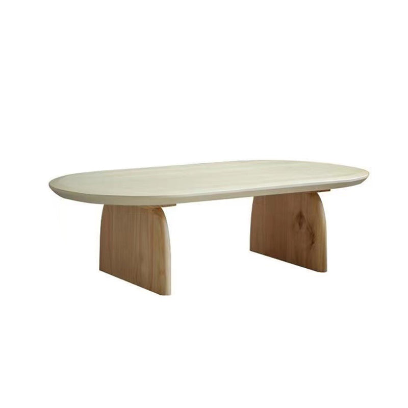 Solid Wood Oval Side Table Modern Living Room End Table with 2 Legs Clearhalo 'Coffee & Accent Tables' 'Coffee Tables' 'coffee_tables' 'furn' 'furn_coffee_tables' 'Furniture' 'Living Room Furniture' 6655773